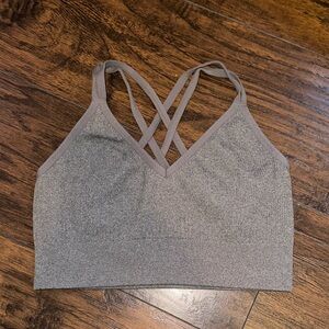 Aerie Heather Gray Cross-Back Sports Bra